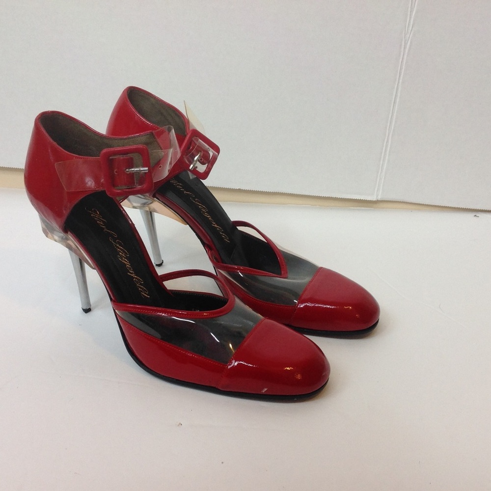 Vintage Karl Lagerfeld Red Heels Acrylic Shoe